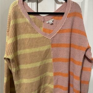 Colorful Striped V-Neck Sweater